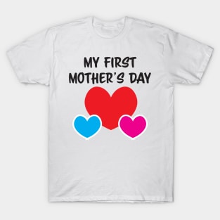 My First Mother's day mother of twins baby boy and baby girl T-Shirt